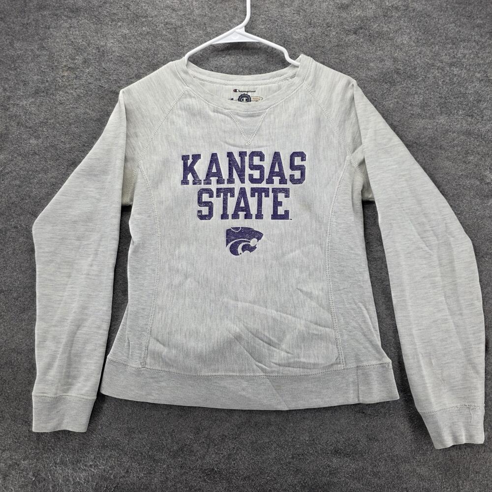 Kansas State Wildcats Sweatshirt Womens Small Gray NCAA Champion Reverse Weave